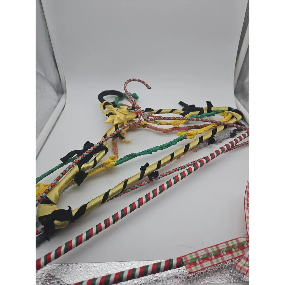 🎀 Handmade Fabric-Wrapped Wire Clothes Hangers with Decorative Bows 🎀